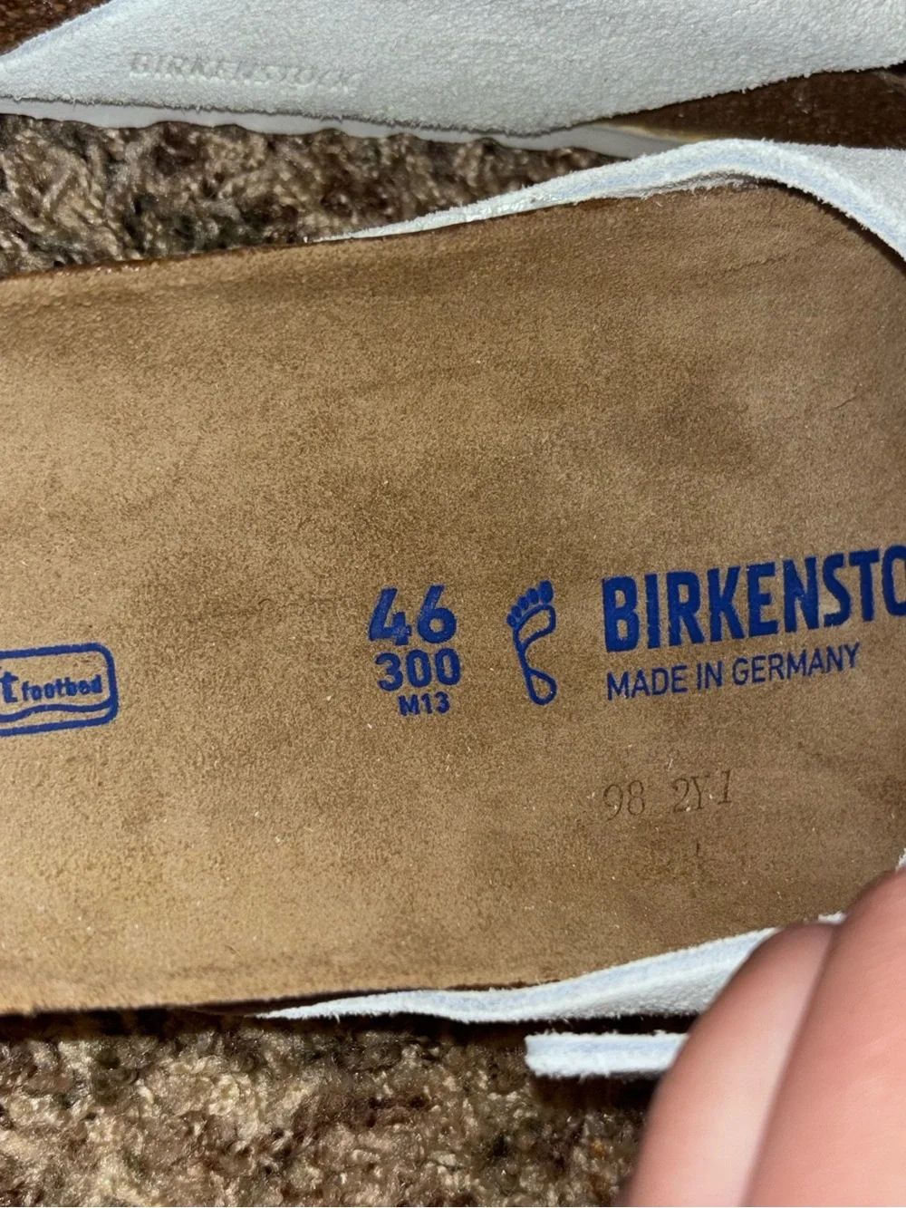 Birkenstock New Lugano Antique White Suede Soft Footbed Regular Men’s 13 46